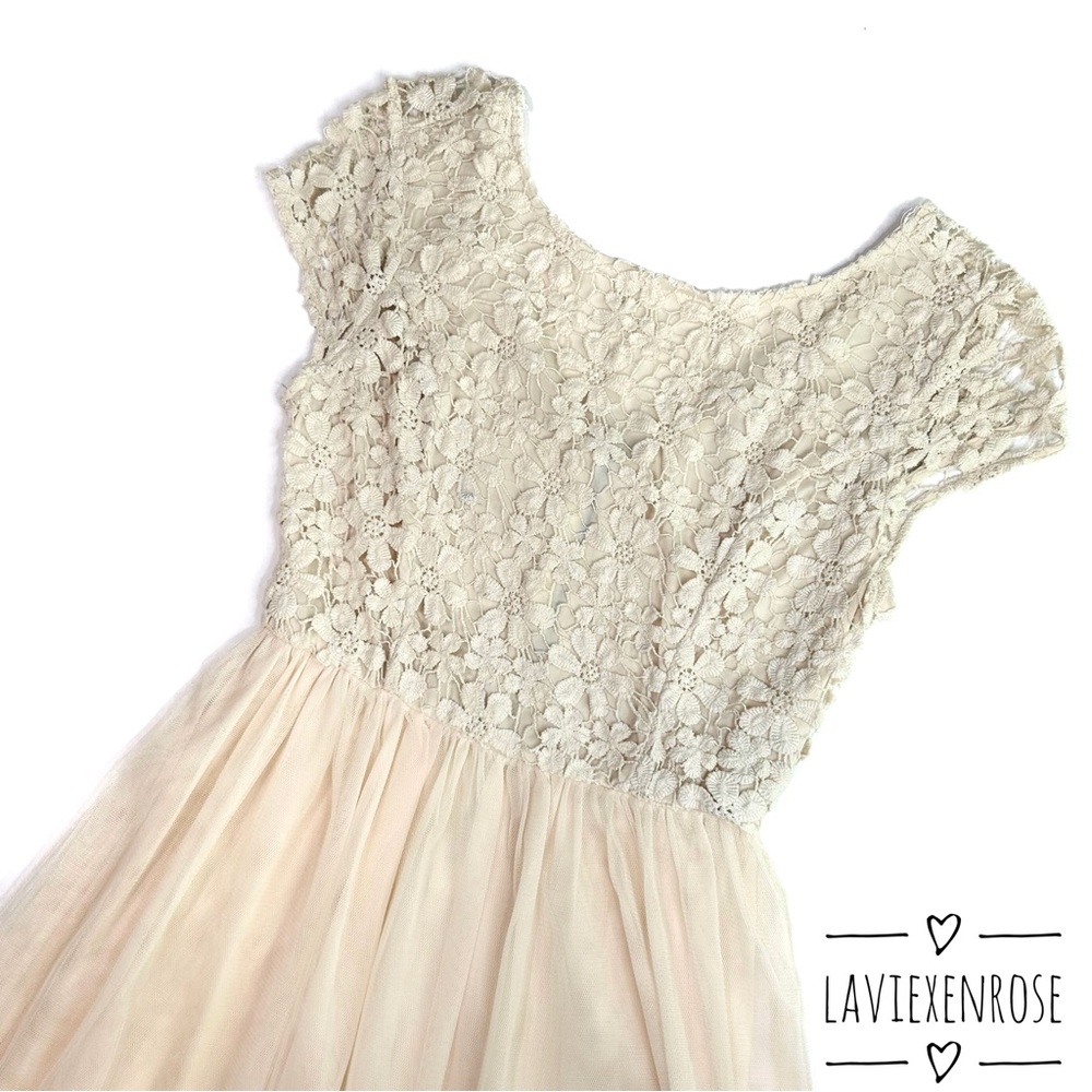 Cream Floral Tulle Dress